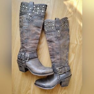 Muro Studded Leather Western Cowboy Boots Sz 6.5
